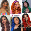 Pre Colored Human Hair Wigs With Bangs Pink Purple Blue Red Grey Green 99J Ombre Color Brazilian Hair Wigs For Black Women